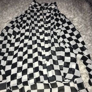 Women’s Checkered Button Up Cover Shirt